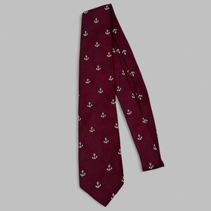 Nautical Burgundy Preppy Anchor Tie